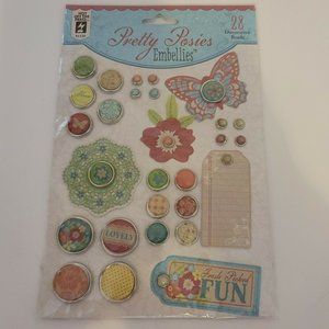 Pretty Posies Embellies 28 Decorative Brads HOTP